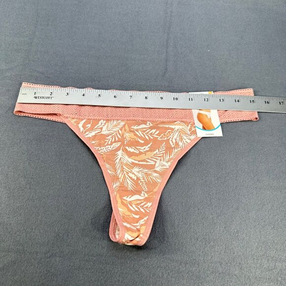 Jockey Women's Sz Large 7 Panty Thong Soft Touch Lace Waistband Floral Pink New - Picture 7 of 9